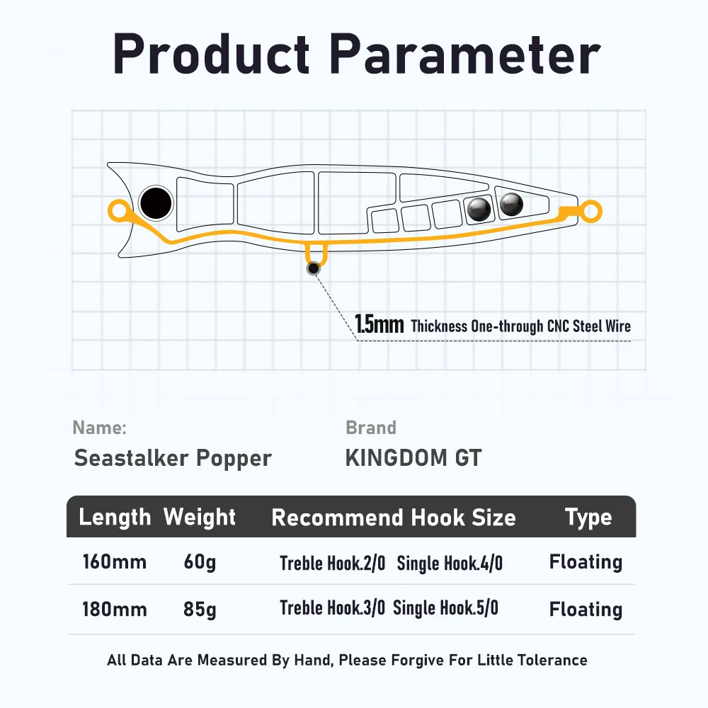 Kingdom GT-señuelo de pesca Popper Topwater, 60g, 85g, 160mm, 185mm, atún de agua salada, pez azul, barco de mar Artificial, cebo duro para pesca - imagen 2