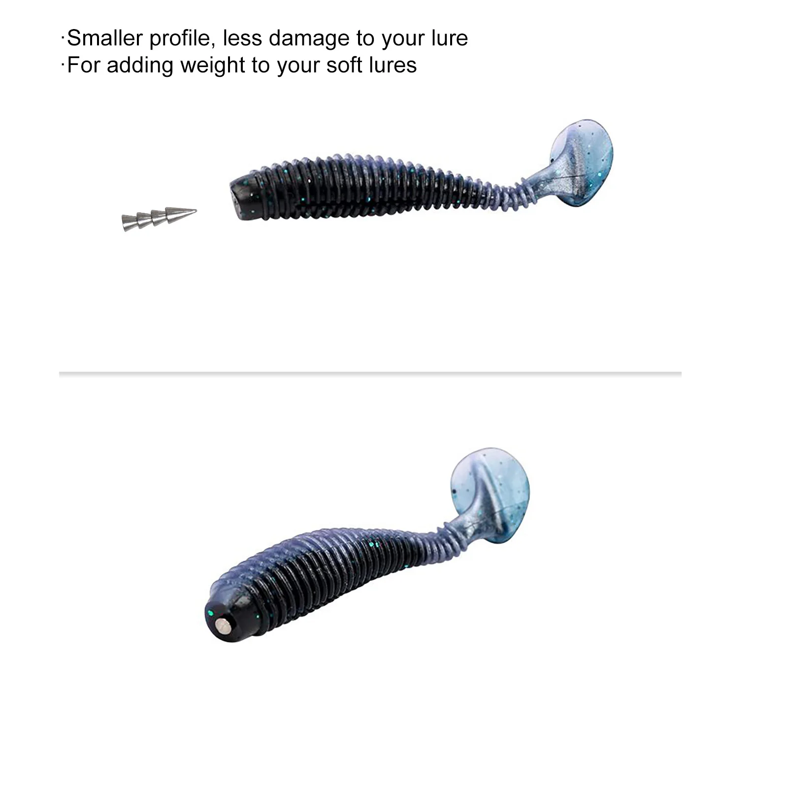 Inserto de lápiz de uñas de 20 piezas, peso para señuelo suave, gusano de pesca, plomada de tungsteno, aparejo loco, Texas Rig, Drop Shot Bass, 1,8g, 2,6g - imagen 3