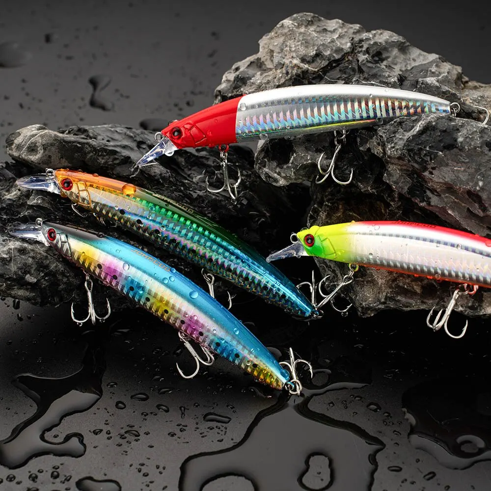 Jerkbait flotante de fundición larga, 130mm, 23g, señuelo de pesca con anzuelos de calidad, pececillo Wobbler para lubina, perca, carpa, Lucio - imagen 5