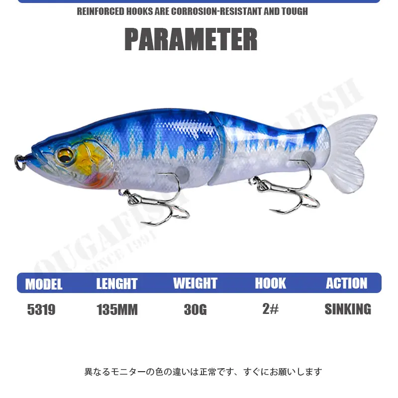Señuelo de pesca de hundimiento lento, SwimBaits de dos nudos, Wobbler de Minnow de 2022mm con cola suave, Peche En Mer, lucio y lubina Isca Artificial, 135 - imagen 3