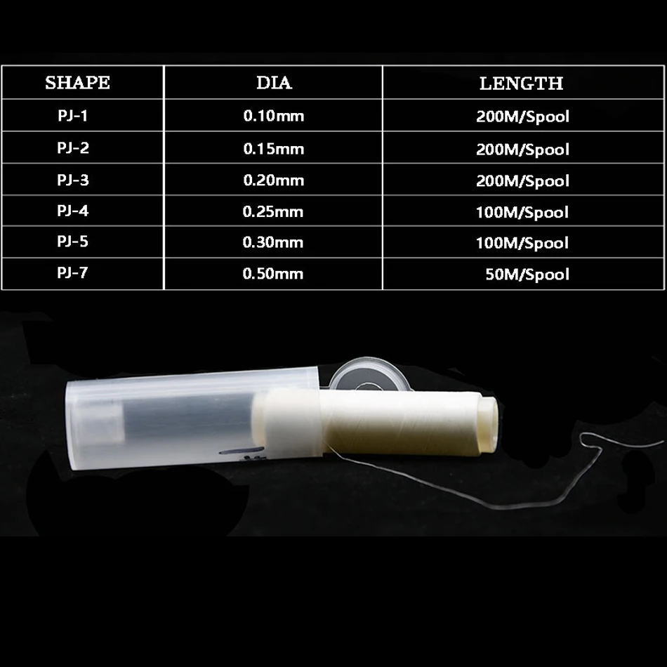 JYJ 1 pieza de cebo de alta resistencia, hilo elástico, línea de poliéster de goma Invisible para accesorios de aparejos de pesca PJ1/2/3/4/5 - imagen 3