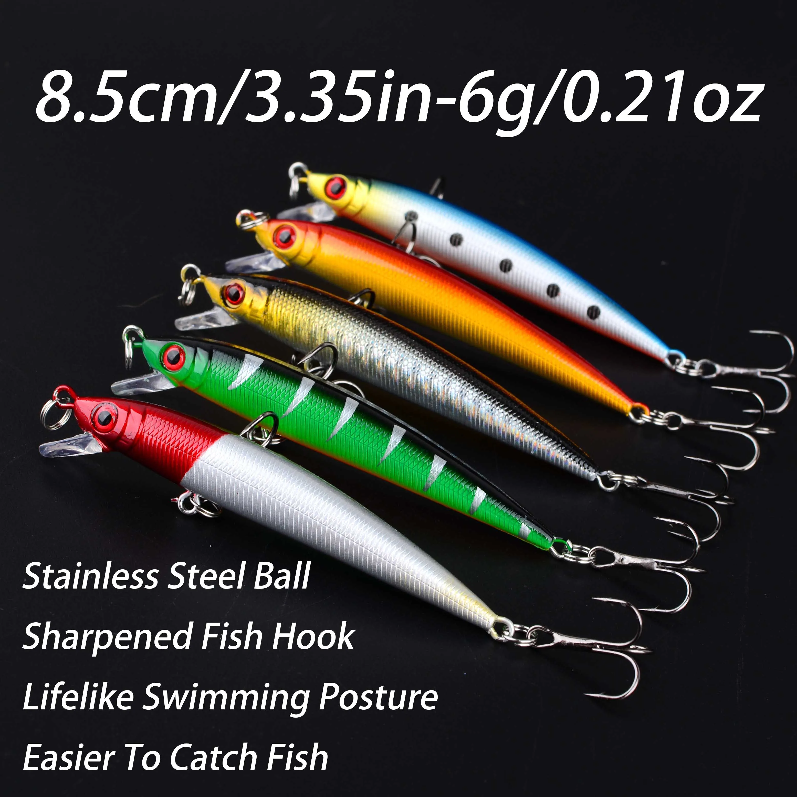 5 uds señuelo de pesca Wobbler cebo duro Longcast Minnow Pike Bass aparejos de agua dulce de agua salada ﻿ - imagen 2