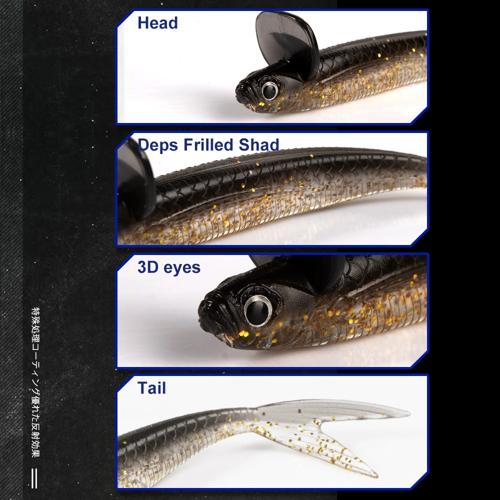 D1 pesca 120mm 7,5g Dep cebo suave de sábalo con volantes con labio trasero señuelo de agua dulce acción rodante Artificial para perca de lubina DT2013 - imagen 3