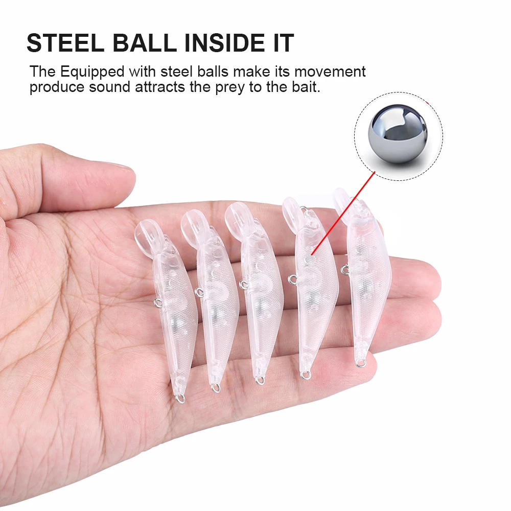 Hanlin-señuelo de pesca de plástico duro, cebo pequeño flotante, Crankbait, lubina poco profunda, pececillo sin pintar, 10/20 piezas, 5,5 CM, 3G - imagen 4