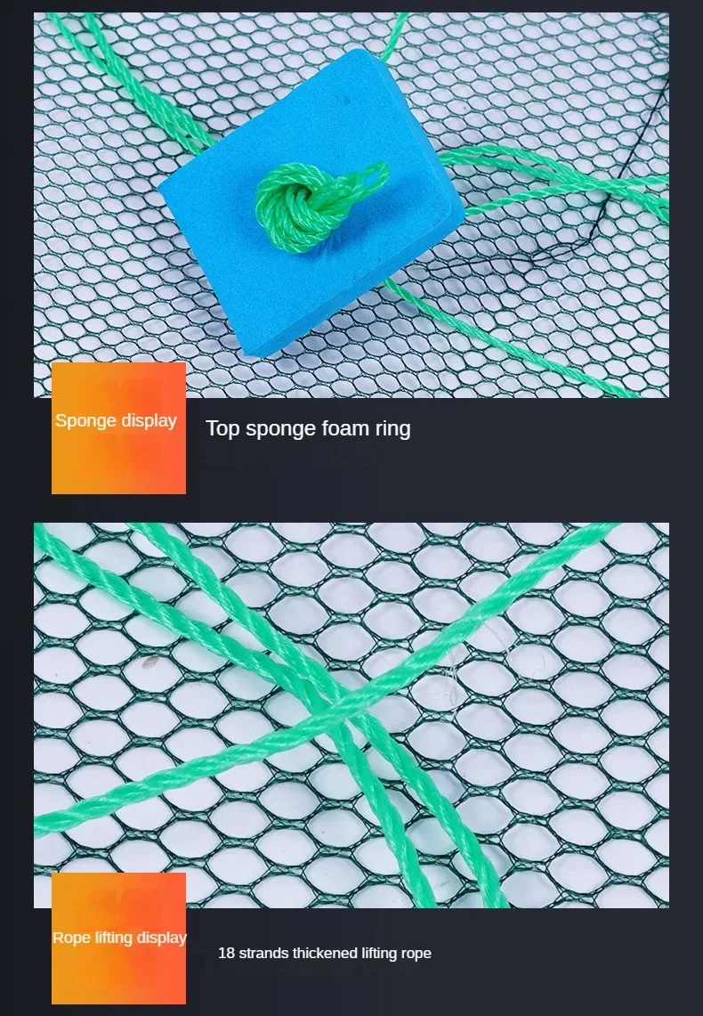 Jaula de pesca plegable abierta, jaula de camarones, red de elevación, red móvil, red de pesca - imagen 5