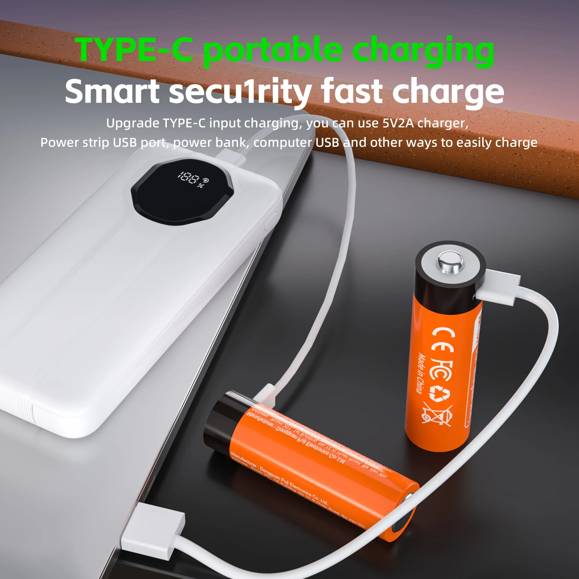 Batería recargable AA de litio con carga USB-C, para dispositivos - imagen 3