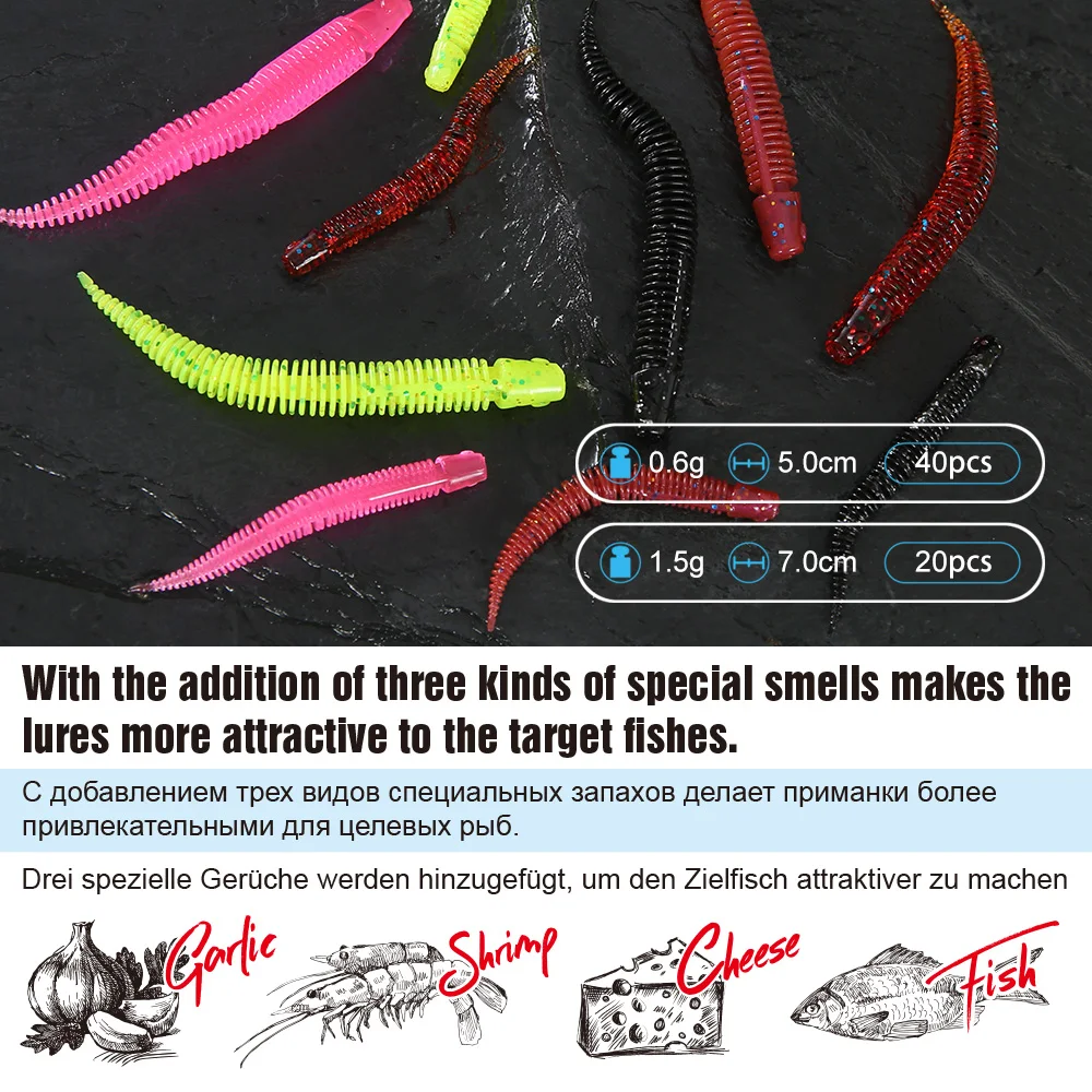 FSTK Pesca señuelo de lubina hundimiento 0,6g 1,5g 5cm 7cm Wobblers Pesca de carpa 20 piezas señuelos blandos cebos de plástico Artificial de silicona - imagen 4