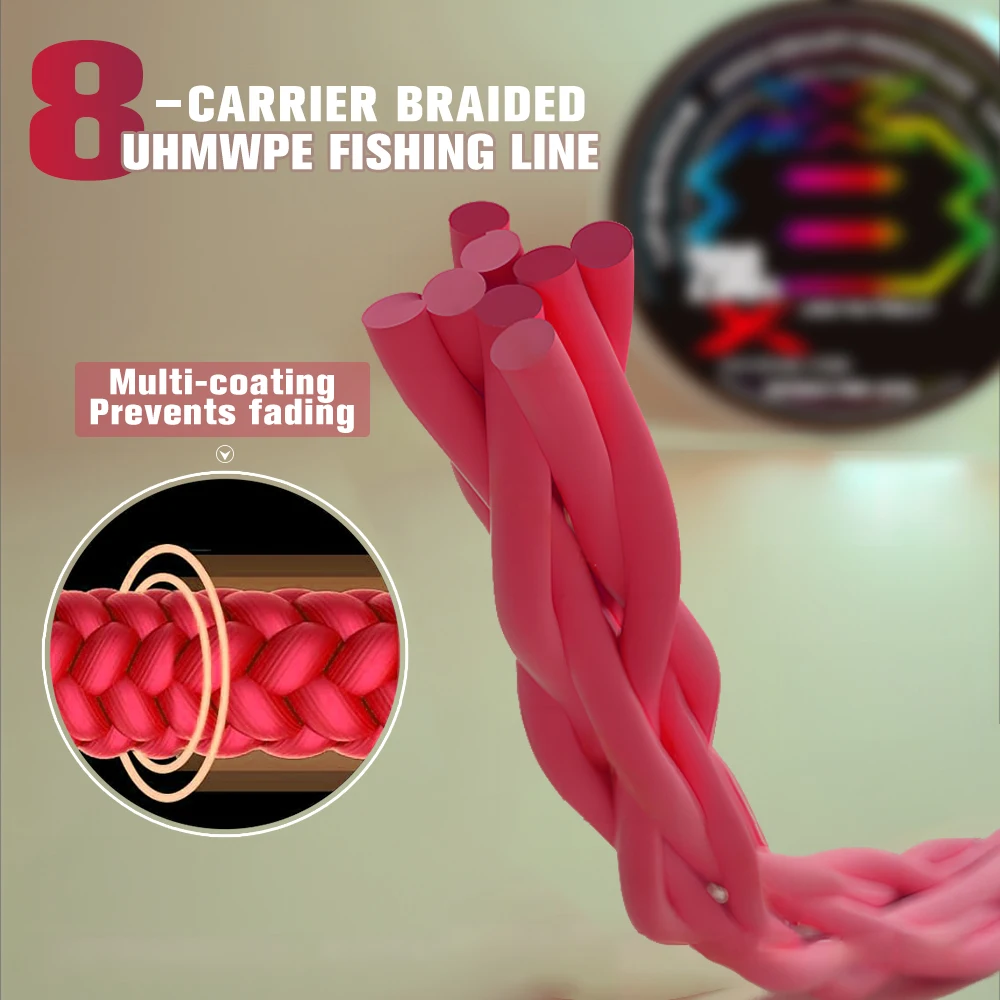 Japón Original Xbraid Upgrade X8 multicolor 2024 NUEVO High Stength Multifilament Line Pesca 1000M/500M/300M Super Smooth Agua salada Línea de pesca Resistente a la abrasión Línea trenzadas pesca carpfishing - imagen 3