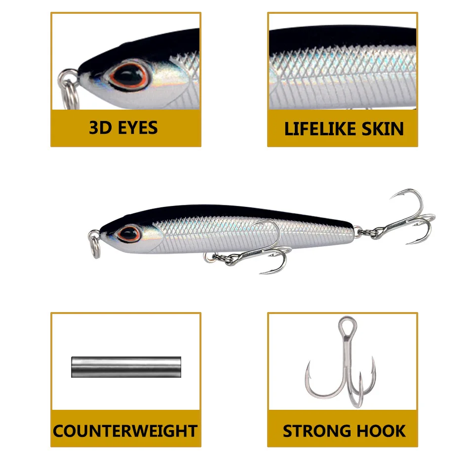 Señuelo de Pesca Artificial de 75mm y 9g, cebo duro profesional japonés, aparejos de Pesca de agua salada - imagen 4