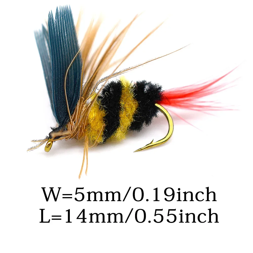 10 piezas # 10 cebo Artificial para insectos, señuelo de abeja, mosca, trucha, Señuelos de Pesca artificiales de 15mm, cebos para insectos de Pesca al aire libre, juego de señuelos de Pesca - imagen 3