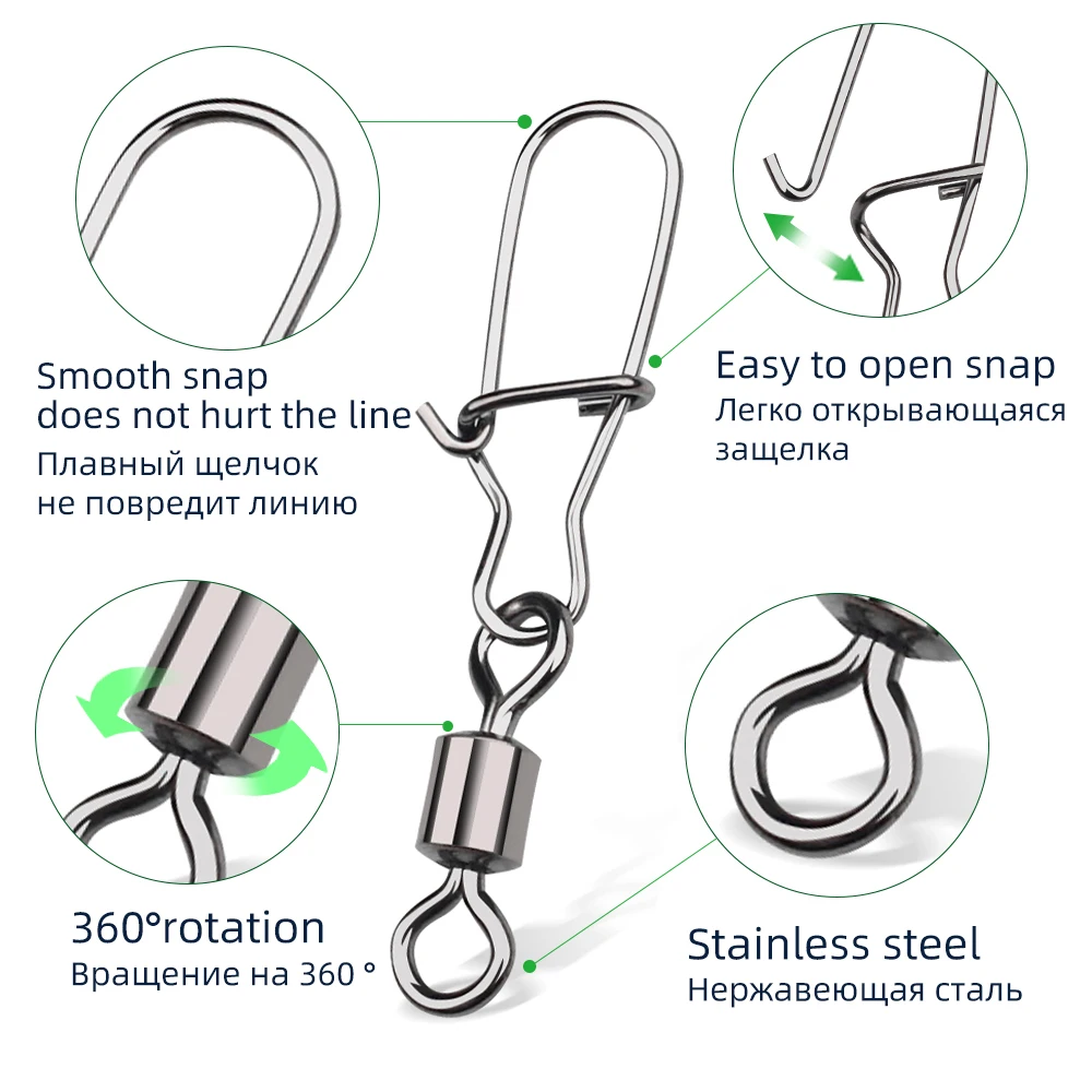 DNDYUJU 2/0 # -12 # Conector de pesca de acero inoxidable, rodamiento de Pin, broche giratorio para señuelo, anzuelo, aparejos de pesca, accesorios, herramientas - imagen 3