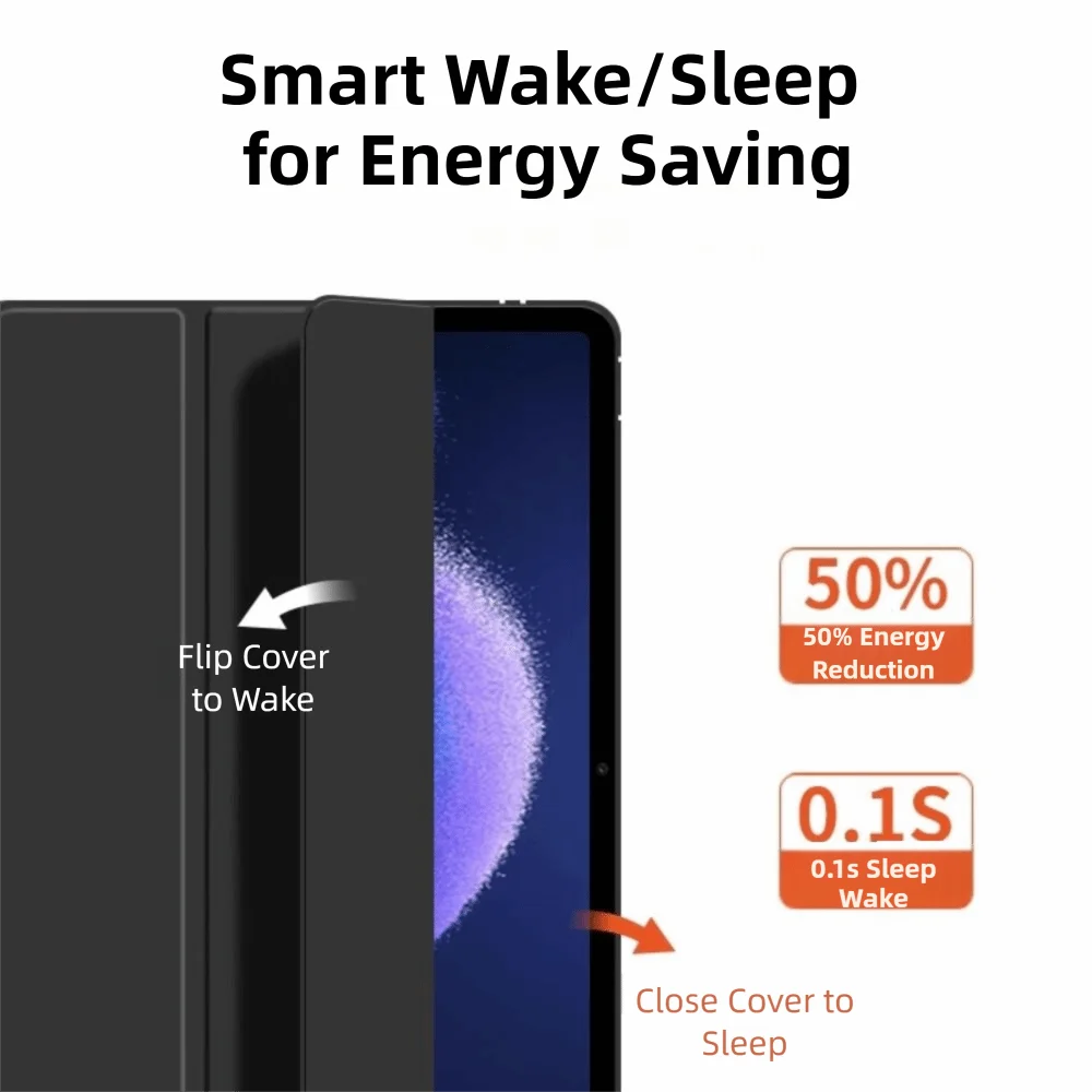 Auto Sleep/Wake 11,1 "Tablet Flip Cover soporte triple plegable funda de silicona suave para tableta anticaída para Lenovo Xiaoxin Pad Pro GT 2025 - imagen 3