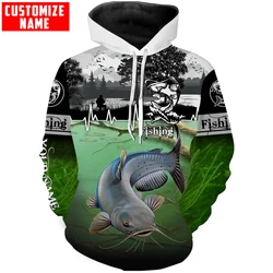 Sudadera de pesca personalizada – Pez Gato 3D con tu nombre