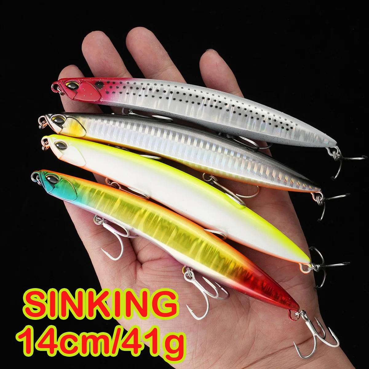 Señuelo de Pesca Testar, 14cm, 41g, cebo tipo lápiz que se hunde, Wobblers artificiales costeros de fundición larga, cebo duro para Lucio, Pesca - imagen 5