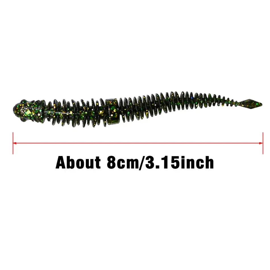 Este cebo tiene aproximadamente 8 cm de largo y está diseñado para una pesca efectiva