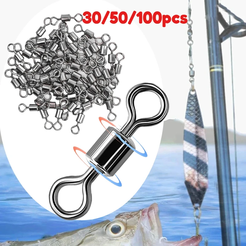 Giratorios de barril de acero inoxidable con anillo sólido para pesca - imagen 4