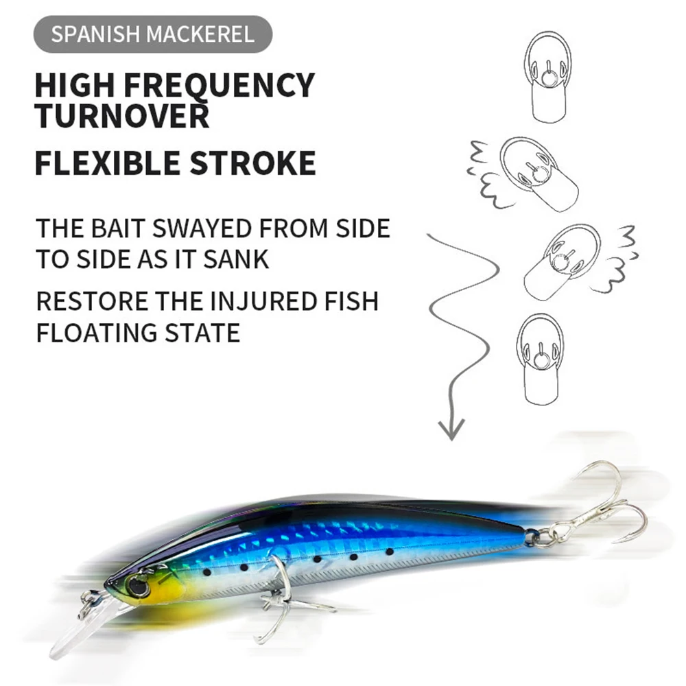 Señuelos de pesca de 9cm y 25,8g, pececillo que se hunde, Wobbler, cebo duro Artificial de fundición larga, tamaño grande, pesca pesada en agua salada, lubina MN710 - imagen 5