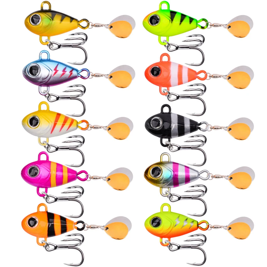 10 Uds. Señuelos Vib de Metal Mini peces feos 6g-25g VIB lentejuelas hundimiento giratorio y vibratorio cebo de pesca Artificial biónico - imagen 2