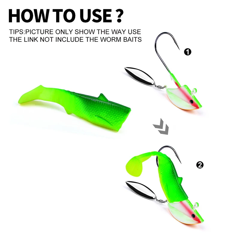 Anzuelo de gusano JIG 7G con lentejuelas giratorias, anzuelos de pesca con punta de plomo para aparejos de pesca de gusanos blandos, cebos duros - imagen 3