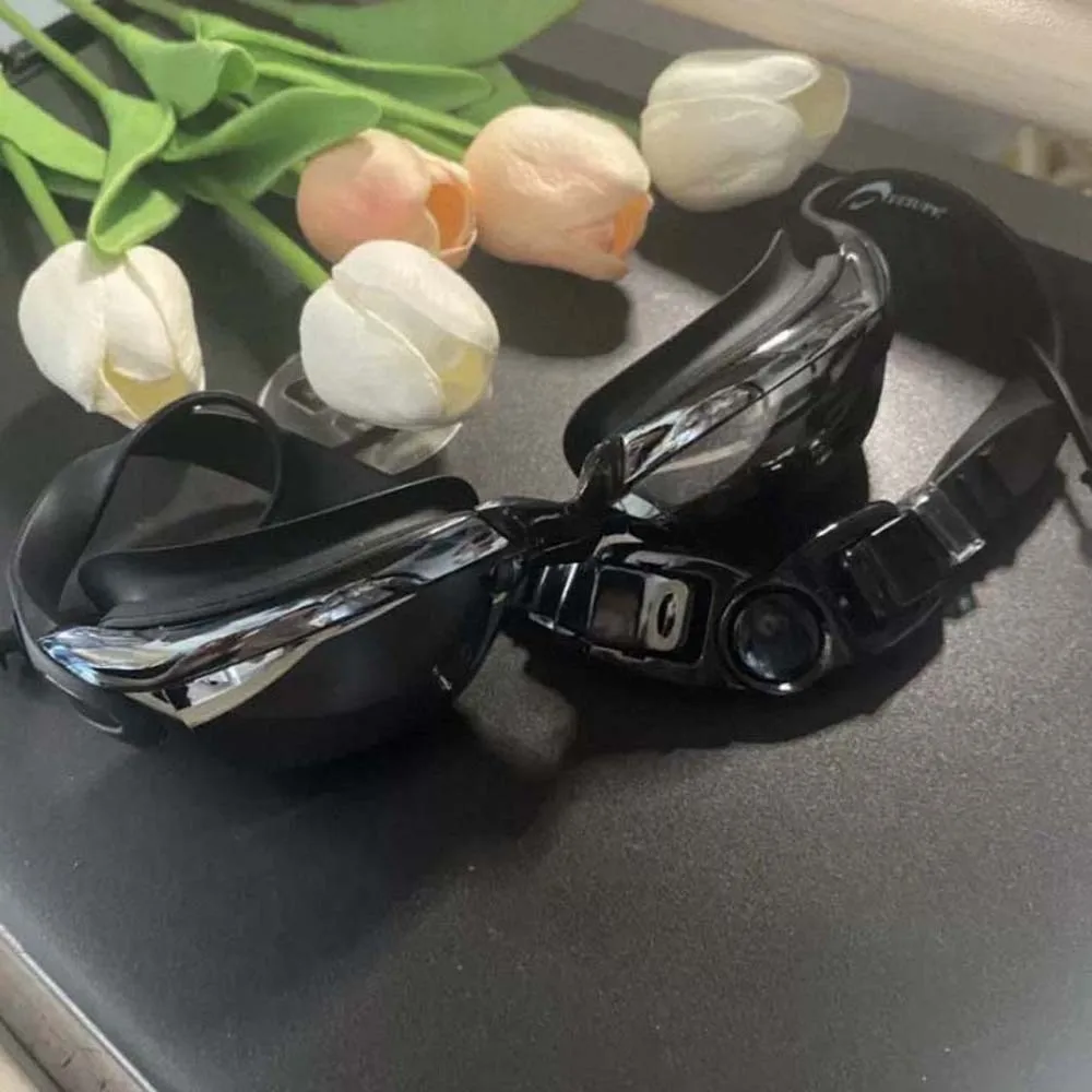 Gafas de natación impermeables para miopía, galvanoplastia, colores deslumbrantes, gafas de natación con tapones para los oídos, marco grande de silicona - imagen 4