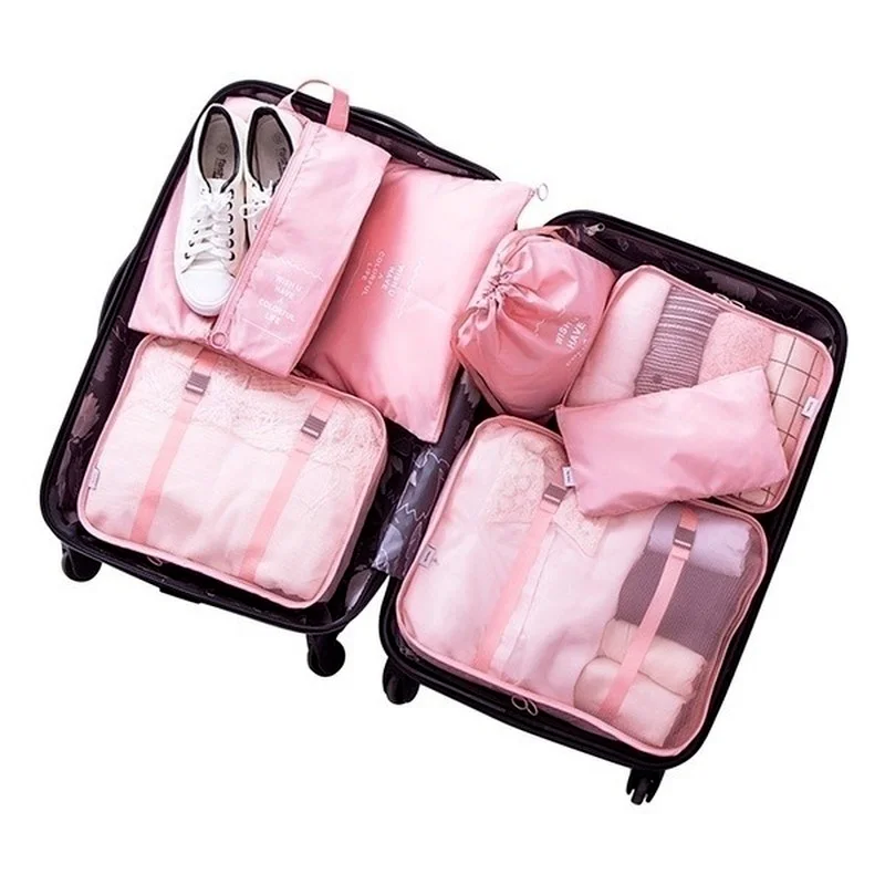 8 unids/set de bolsas organizadoras para viajes, accesorios, organizador de maletas, bolsa de lavado impermeable, almacenamiento de ropa - imagen 5