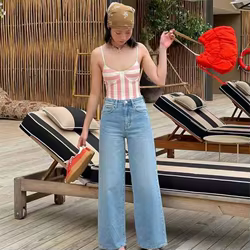 Traje de baño Retro a rayas para mujer, traje de baño para cubrir el vientre en el pecho, trajes de baño para niñas con espalda descubierta, traje de baño deportivo de primavera para deportes acuáticos