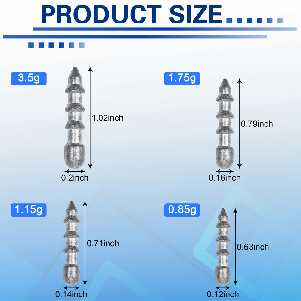 Pesas de plomo para uñas, plomos de 0,85g-3,5g para manicura de gusano, insertos de lápiz para Bass, Carolina Rig, Texas Rig, aparejo cracky, 10 piezas - imagen 2