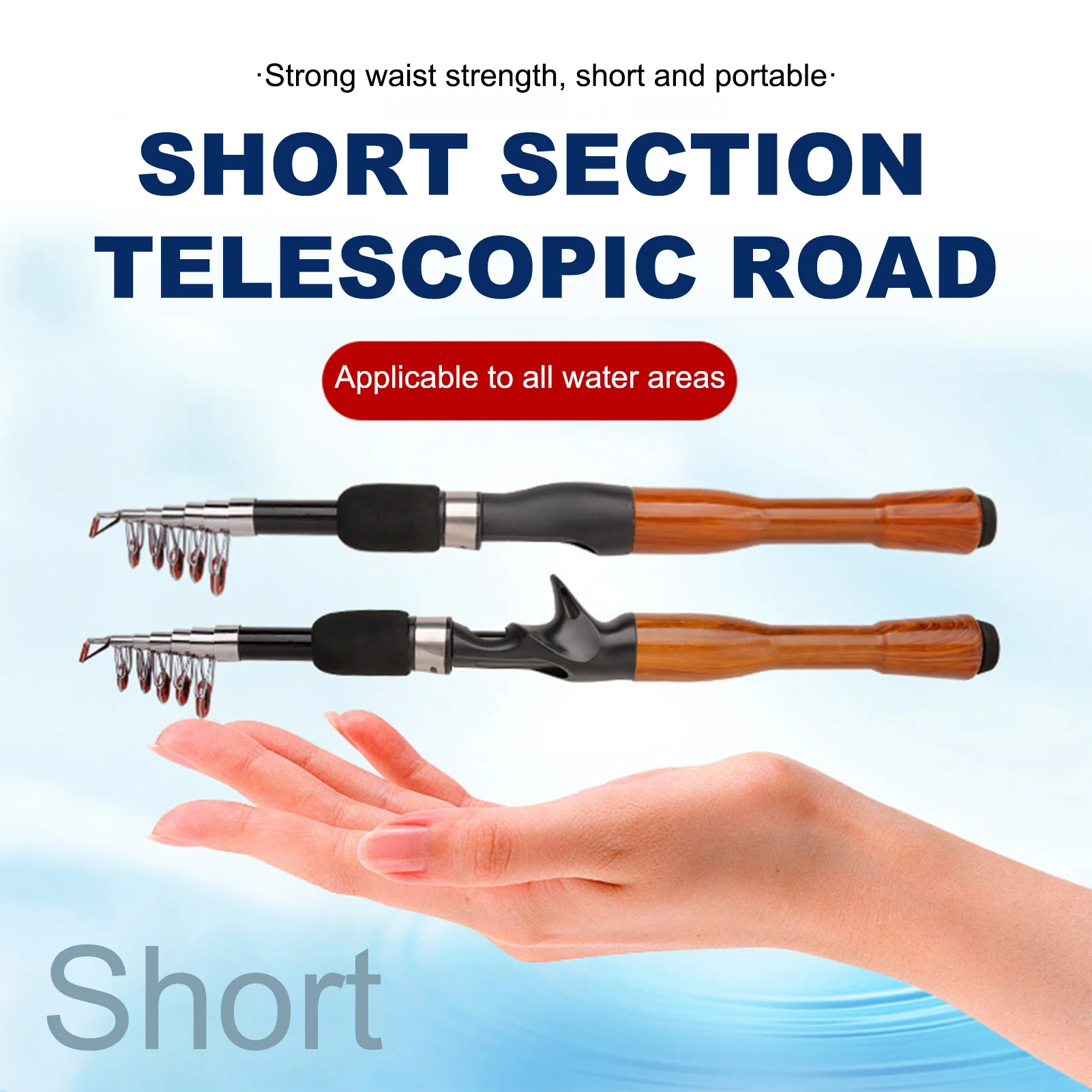 Caña de pescar telescópica portátil, caña de mano ultracorta de 1,3-1,8 m, caña de pescar especializada de fibra de vidrio duradera para pesca en hielo, engranajes para peces