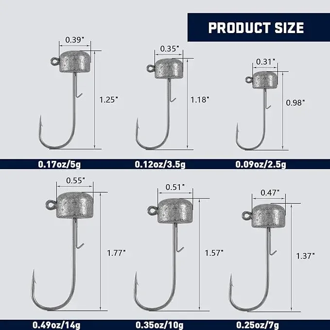 Goture Ned anzuelo de pesca con cabeza de anzuelo con caja 2,5g 3,5g 5g 7g 10g 14g anzuelos de natación accesorios de pesca de gusanos suaves para carpa y lubina - imagen 2