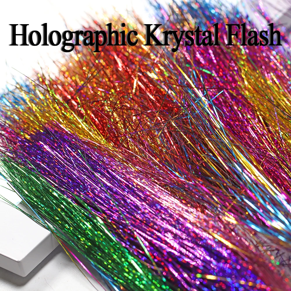 ICERIO suave holográfico plano Krystal Flash oropel Flashabou atado de moscas Material Lucio trucha serpentinas plantilla anzuelo de pesca señuelo - imagen 3