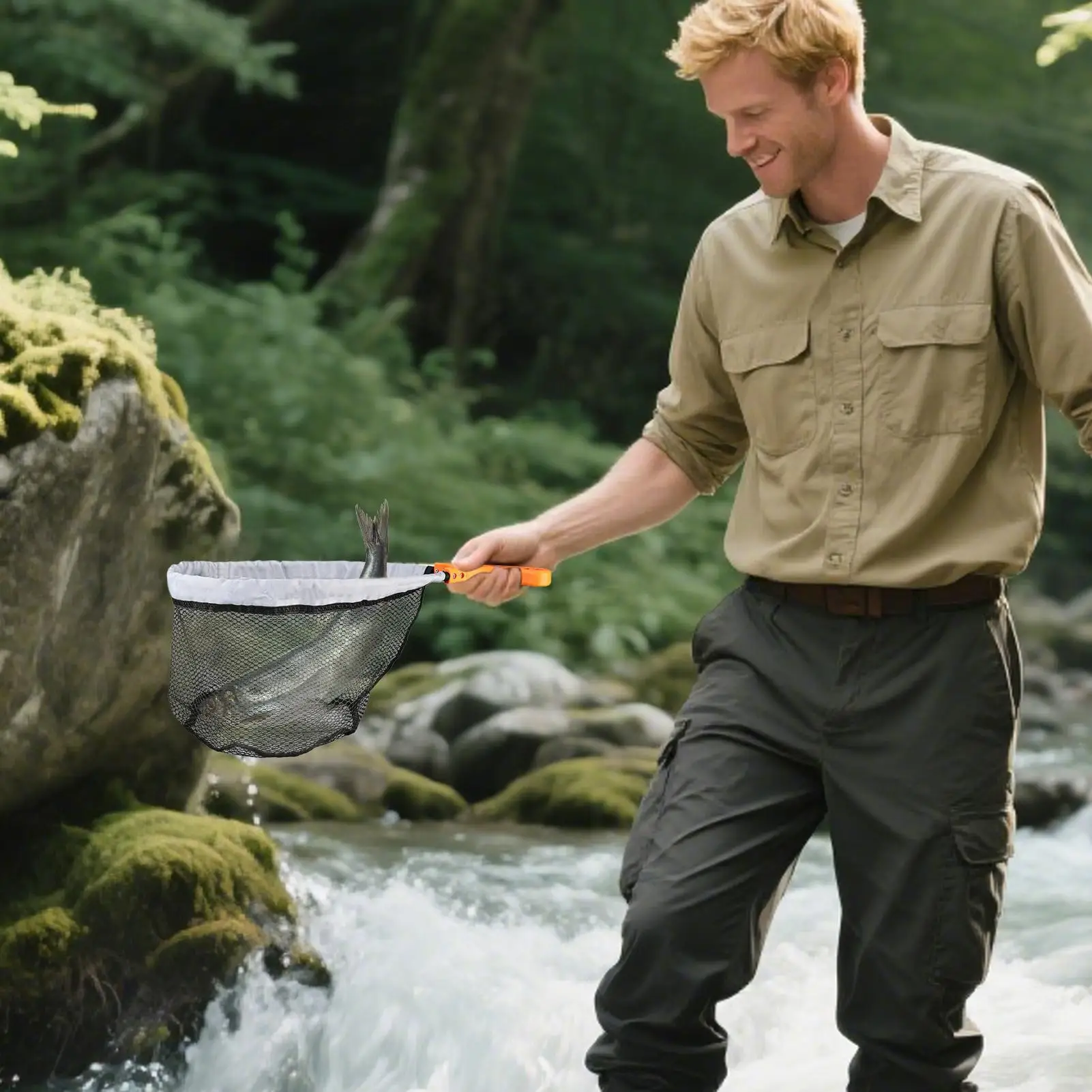 Red de goma para pescar peces, red de pesca con mosca, malla antideslizante para lago, río, agua salada, agua dulce, captura de salmón - imagen 3
