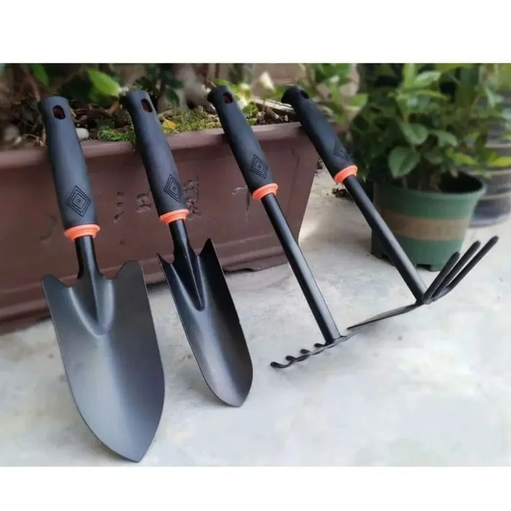 Paleta de jardinería de metal duradera con mango ergonómico negro y decoración naranja: perfecta para plantar flores y verduras. - imagen 3