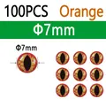 100pcs Orange 7mm