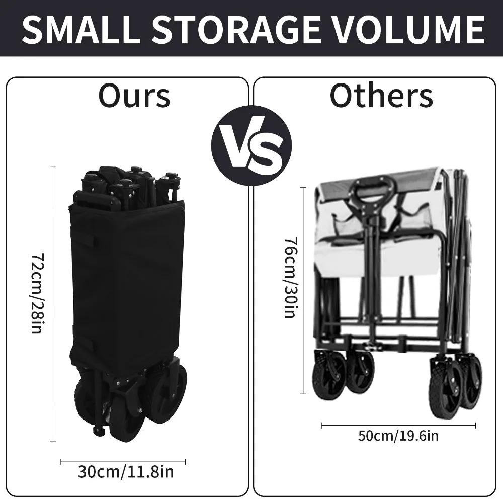 Carro de cubo grande multiusos, carrito plegable con ruedas con mango ajustable, carro plegable para acampar al aire libre, carretilla para Picnic - imagen 4