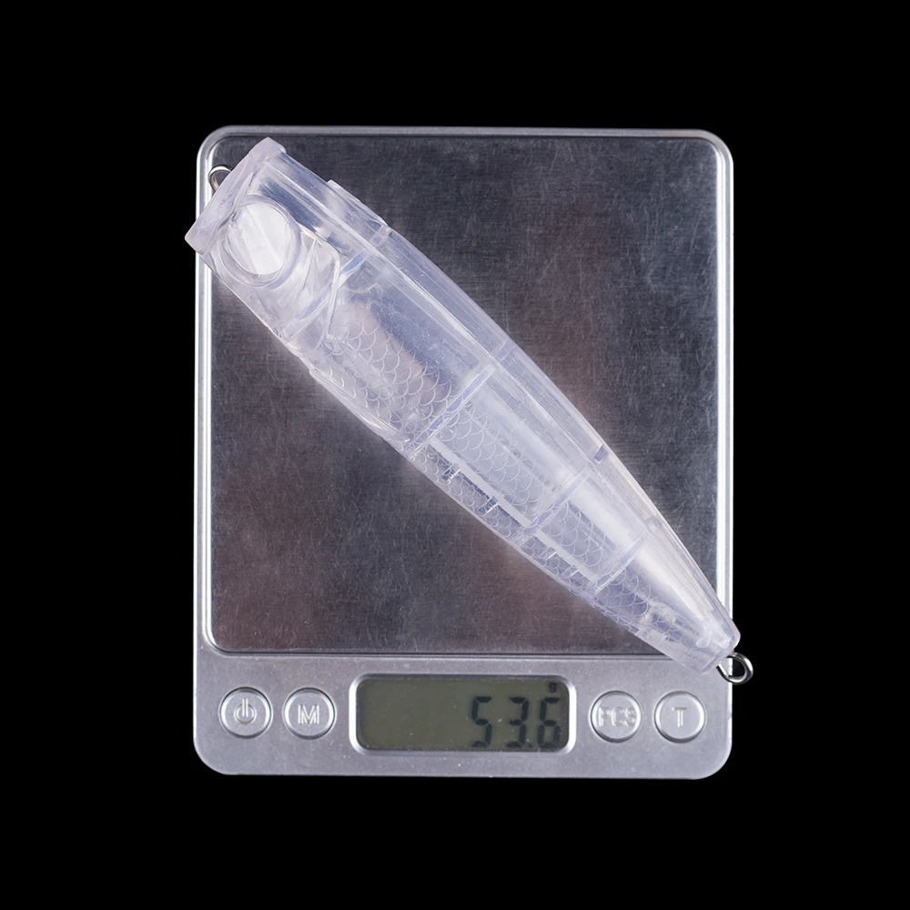 Hanlin-Señuelos de Pesca flotantes artificiales de cuerpo transparente, cebo Popper de boca abierta grande en blanco, 2/5 piezas, 13CM, 53,5G, sin pintar - imagen 3