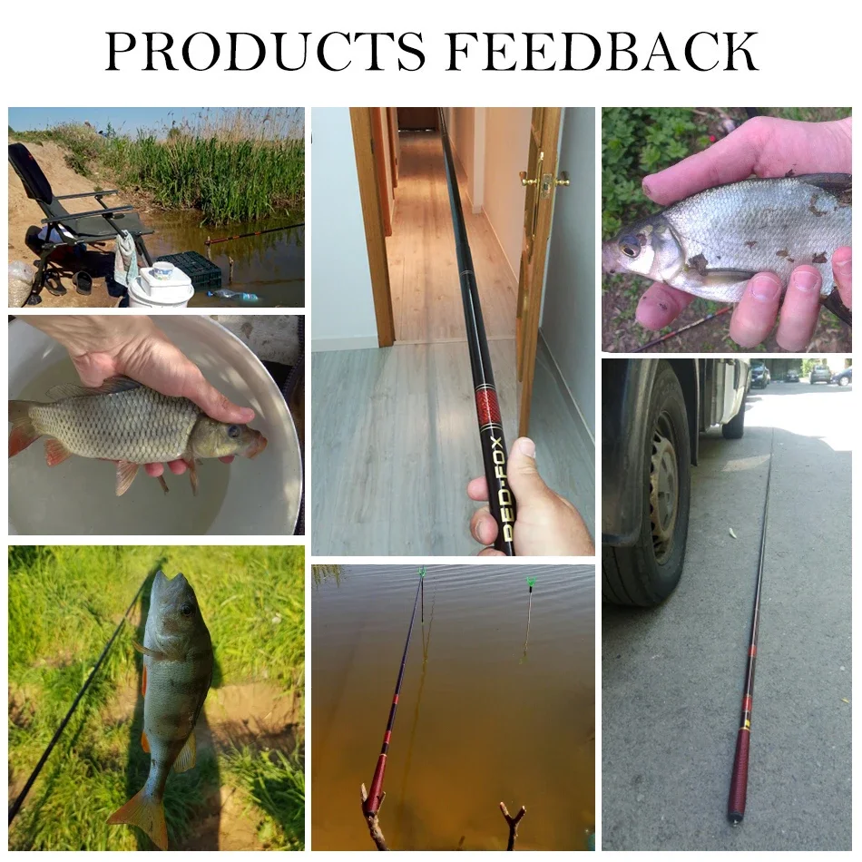 Goture RED FOX 3,0-7,2 M caña de pescar telescópica de fibra de carbono caña de pescar de carpa ultraligera aparejos de caña Tenkara - imagen 5