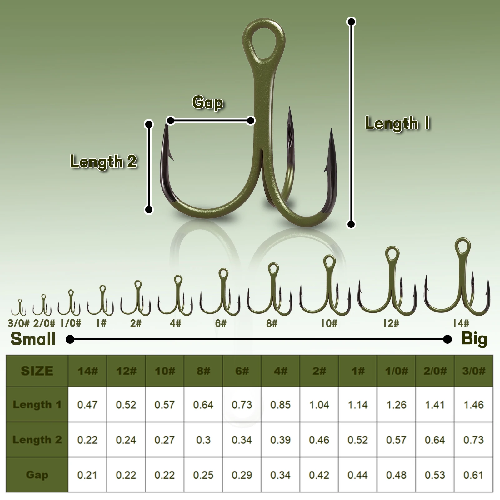 Anzuelos triples de 9KM, 3 anzuelos triples de pesca, anzuelos de pesca de mar, 10 Uds., anzuelo curvo redondo para bagre, lubina, trucha, agua salada y agua dulce - imagen 3
