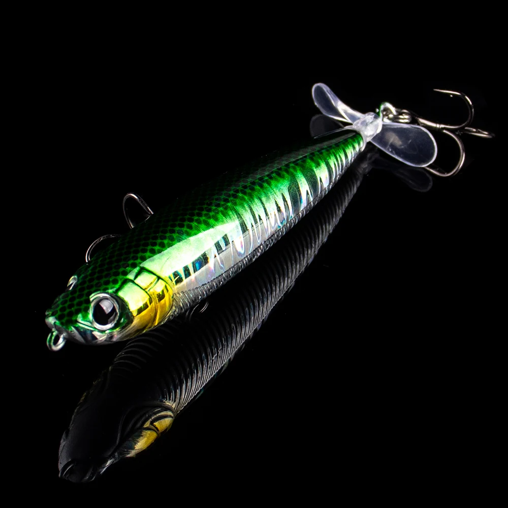 CCLTBA Topwater Biats 10,5 cm 12,5g cebos duros giratorios calidad lápiz Señuelos de pesca hélice Popper cola giratoria para pesca de lubina - imagen 4