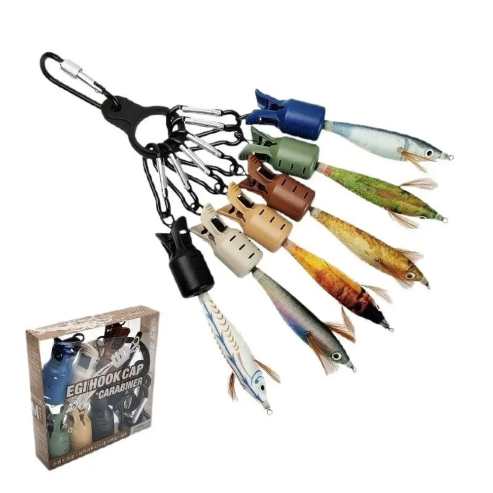 Kits de 6 uds. Prácticos plantilla de calamar de pulpo con mosquetón paraguas ganchos Egi cubierta sepia señuelo tapa accesorios de pesca - imagen 2