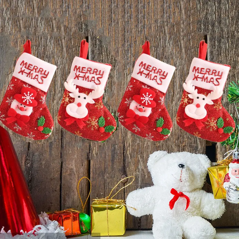 Bolsa de regalos de Año Nuevo, medias navideñas de Papá Noel, decoraciones para el hogar, calcetines de caramelo, decoración del árbol de Navidad - imagen 2