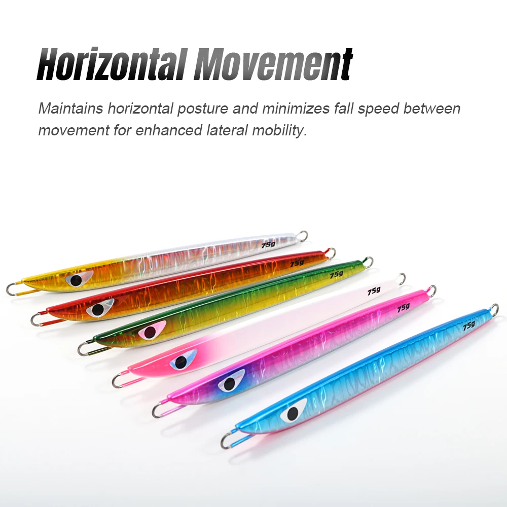 JIGGING PRO 75g 95g 115g D3 Semilong señuelo de Jigging Vertical agua salada plantilla de Metal cebo de pesca aparejos de pesca de mar atún Bonito - imagen 5