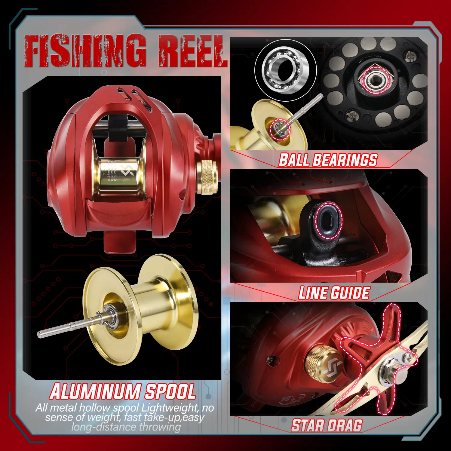 Combo baitcasting Sougayilang – Caña fibra carbono para lubina - imagen 3