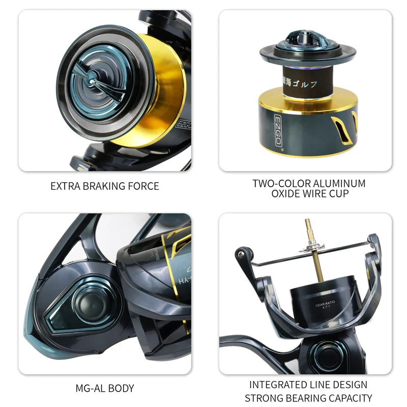 ZYZ-carrete de Pesca de Mar serie EZGO YH, 20-27KG, arrastre máximo 9 + 1, rodamiento de línea inclinada, copa, rueda de pesca giratoria, Metal anticorrosión - imagen 3