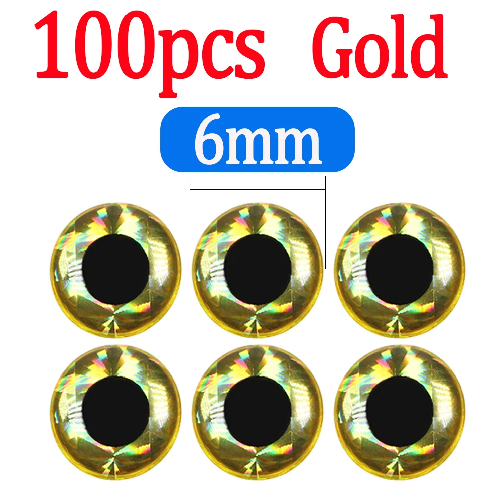 100pcs Gold 6mm
