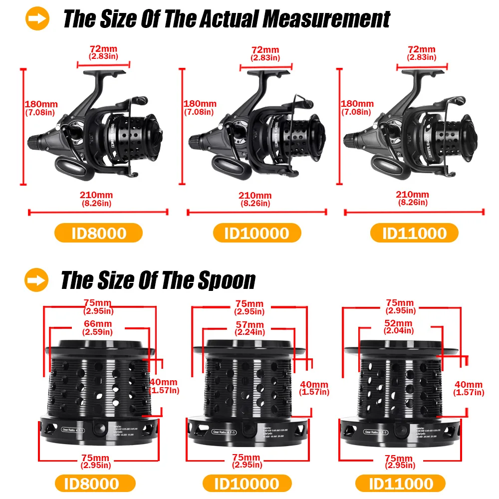 SAMOLLA-carrete de Pesca de carpa de cuerpo de fibra de carbono, bobina de rueda grande, doble arrastre, 25kg, 1BB 10 +, 4,7: 1, Pesca de agua salada, nuevo - imagen 5
