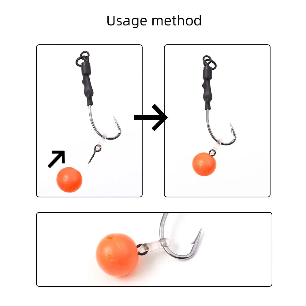 12 Uds. De anzuelo de pesca de carpa con punta de cebo de Metal, Pin Boilie con aparejo de pelo Ronnie de maíz de goma transparente - imagen 5