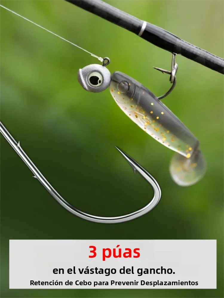 Niños 10 unids/pack 2,5g 3,5g 4,2g 5g cabeza de plomo anzuelos 3D ojos de pesca cebo Artificial luminiscente accesorios de pesca de carpa - imagen 5