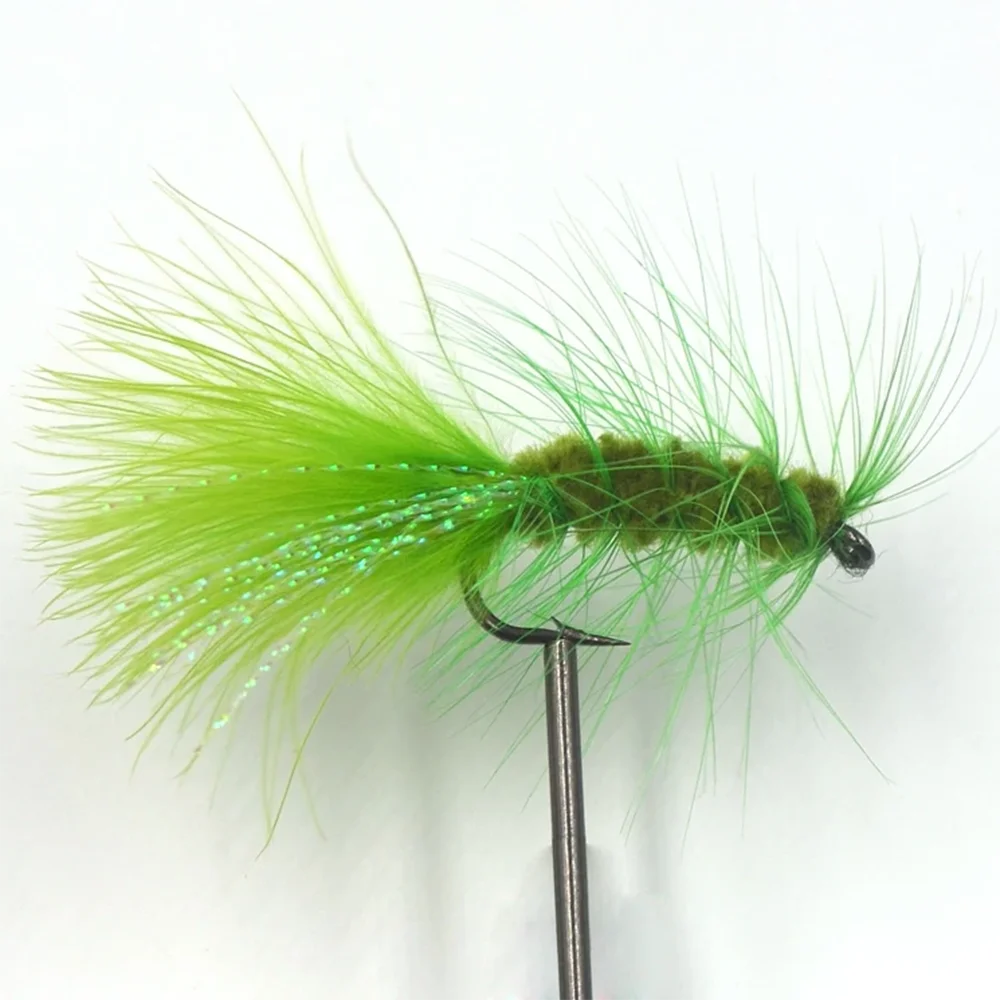 MNFT Bugger trucha con flashabou y cola lanuda para mosca dry - imagen 4