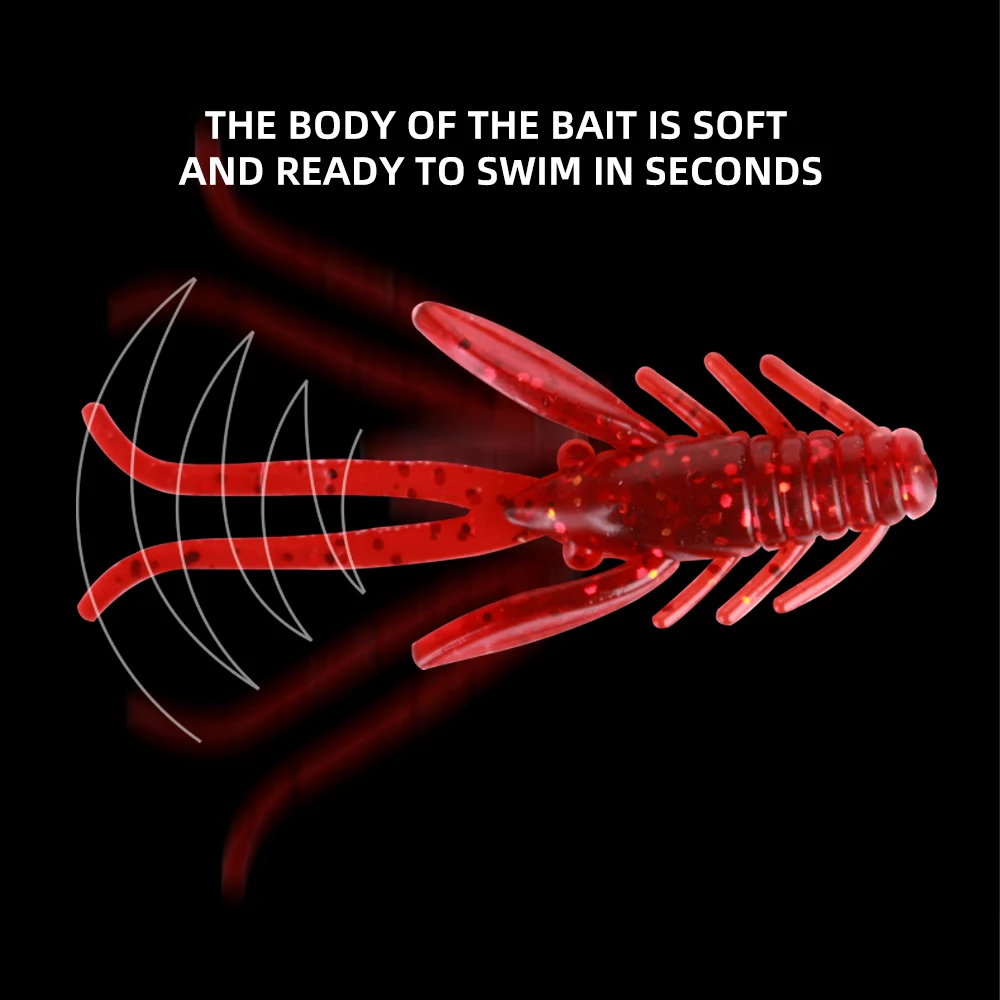 Señuelo de pesca de 30 uds, Señuelos de Pesca de DoliveCraw, cebo suave de Camarón, cebo suave de 60mm, gambas giratorias, Twintails, lubina de mar para carpa - imagen 3