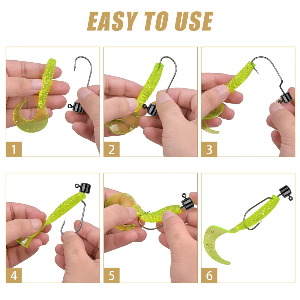 Anzuelo de gusano con púas y cabeza de plantilla de 10 piezas, 7g, 10g, aparejo de gusano sin espacio ancho, anzuelos de pesca para lubina, trucha, aparejos de pesca - imagen 5